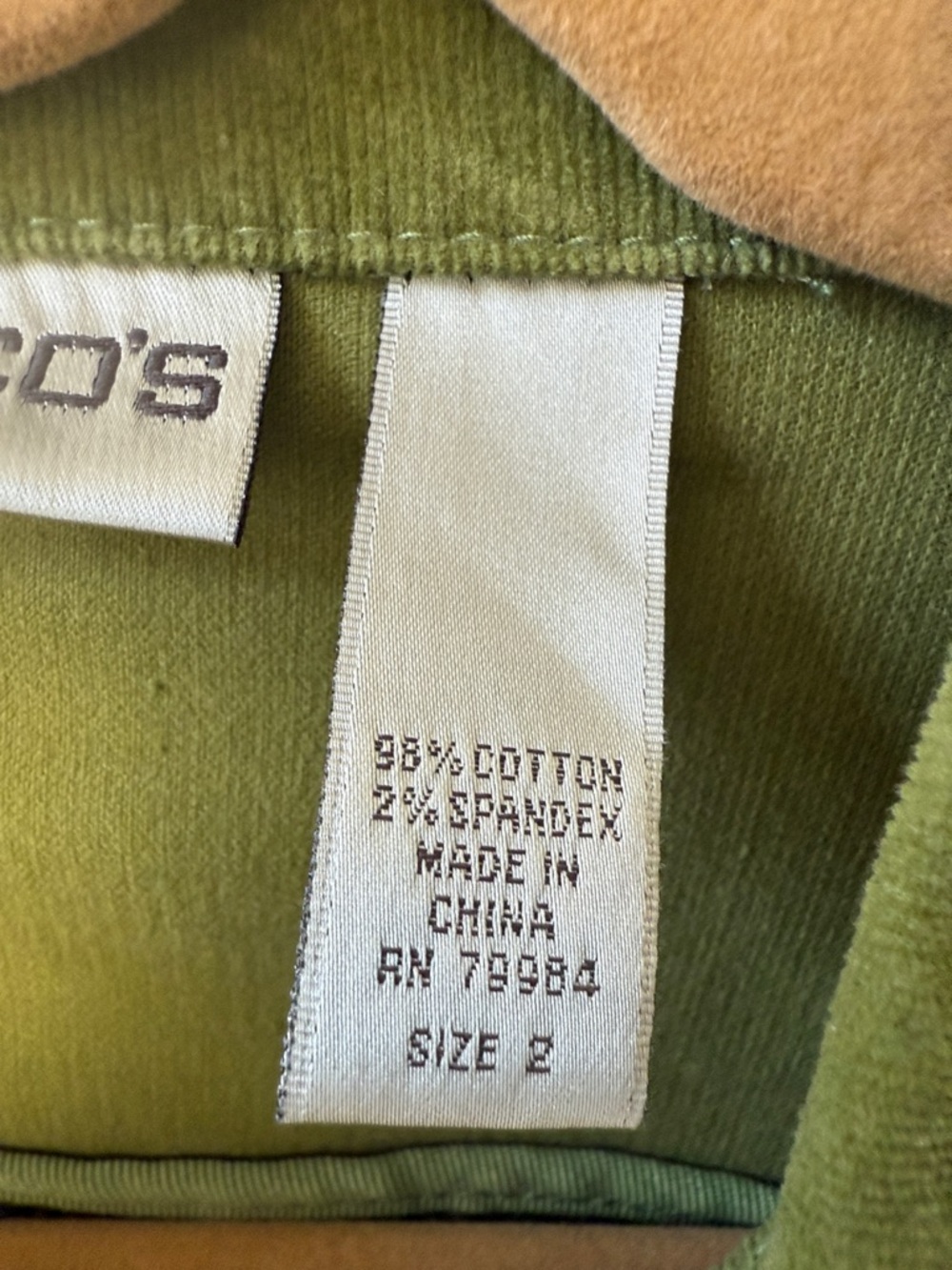Chico's Olive Green Button-Front Jean Jacket - Picture 2 of 3